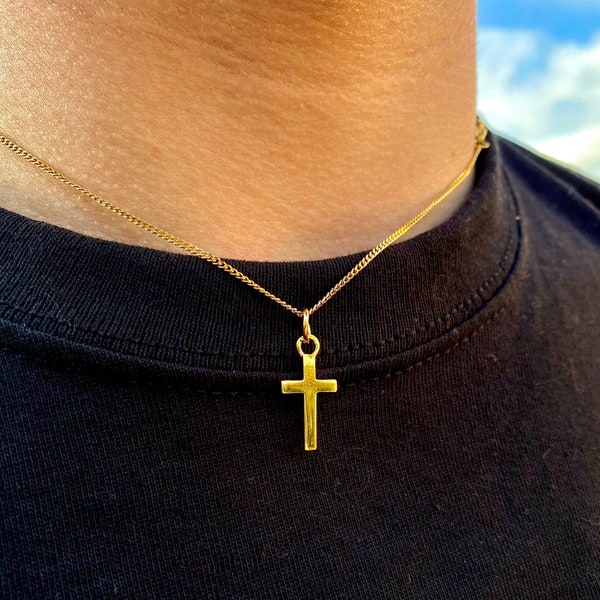 14K Gold Cross Necklace Men - Sterling Silver Cross Pendants for Men - Mens Necklace Chain Cross Pendant - Mens Jewelry By Twistedpendant