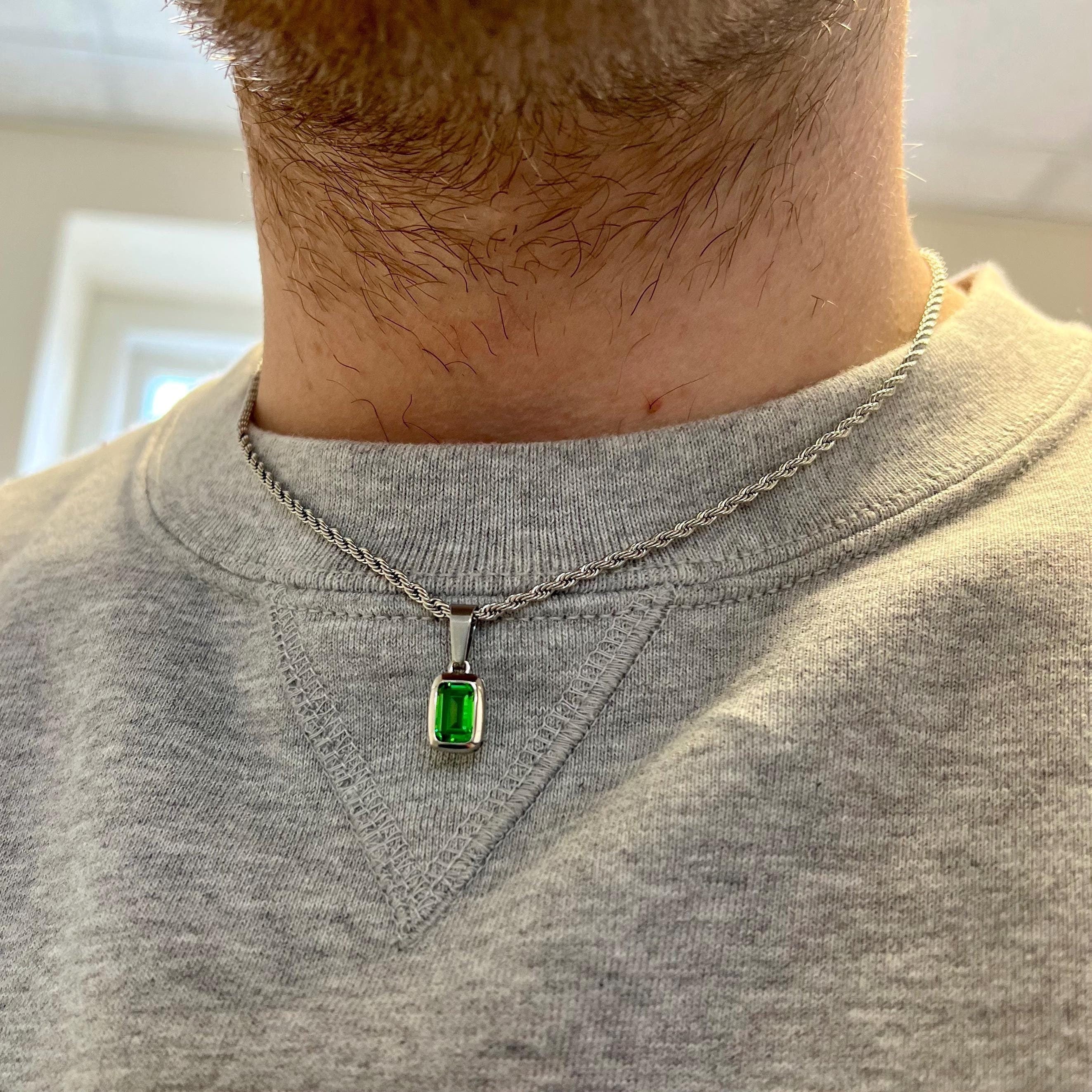 Emerald Stone Emerald Necklace For Guys Mens Necklace Green