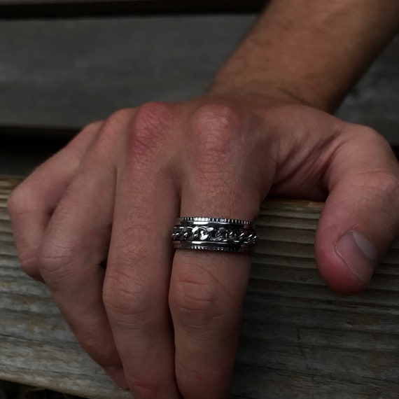 Fidget Ring for Men | Anxiety Fidget Spinner Ring Stainless Steel – IfShe UK