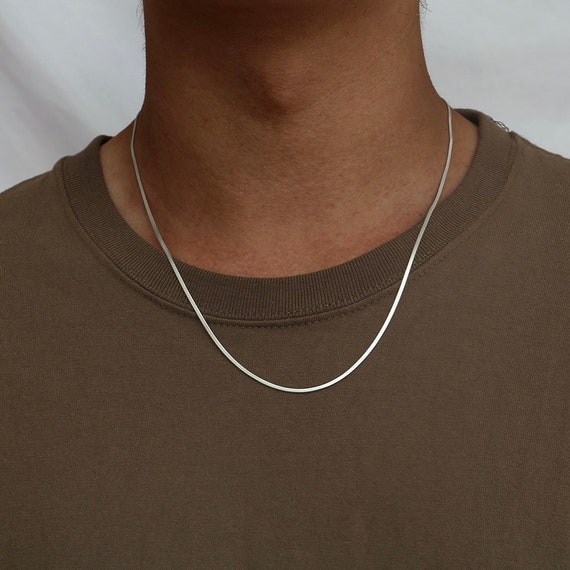 Silver 3mm Snake Chain Necklace, Man Chain Necklace, Thin Silver Necklace for Men, Minimalist Chain, Silver Chain Mens Jewelry, Mens Chain