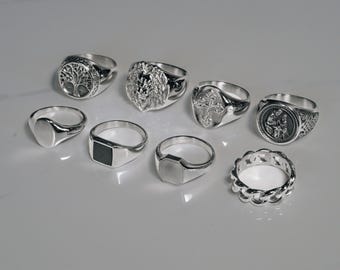 Anelli da uomo - Anelli con sigillo in argento per uomo - Anello in onice nero - Anelli da mignolo da uomo - Anello a fascia in acciaio inossidabile - Gioielli da uomo di Twistedpendant