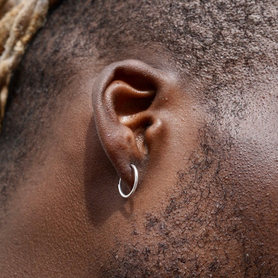 Mens Earrings Mens Hoop Earrings Silver Hoops Earrings Men Large