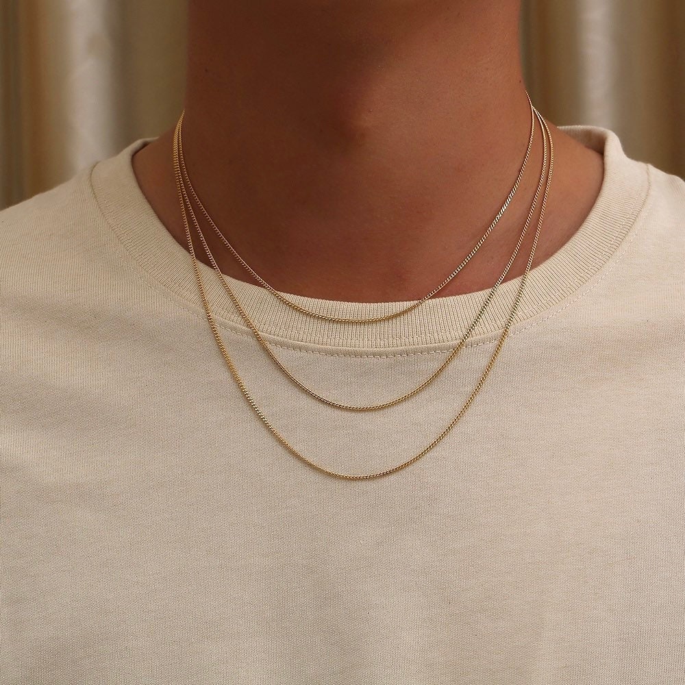1.5mm 18K Gold Chain Necklace Mens Gold Chain Thin Gold Etsy UK