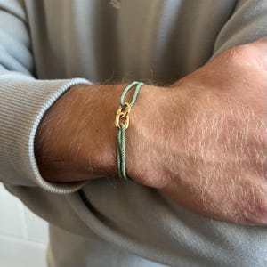 Mens Bracelet Rope Chain, Thin Green Nylon Rope Bracelet,