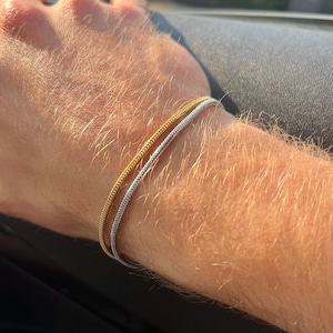 Mens Bracelet - Silver Rope / Snake Bracelet For Men