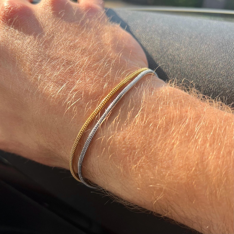 Mens Bracelet - Silver Rope / Snake Bracelet For Men