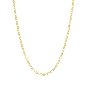 May include: A gold chain necklace with a mariner link design.