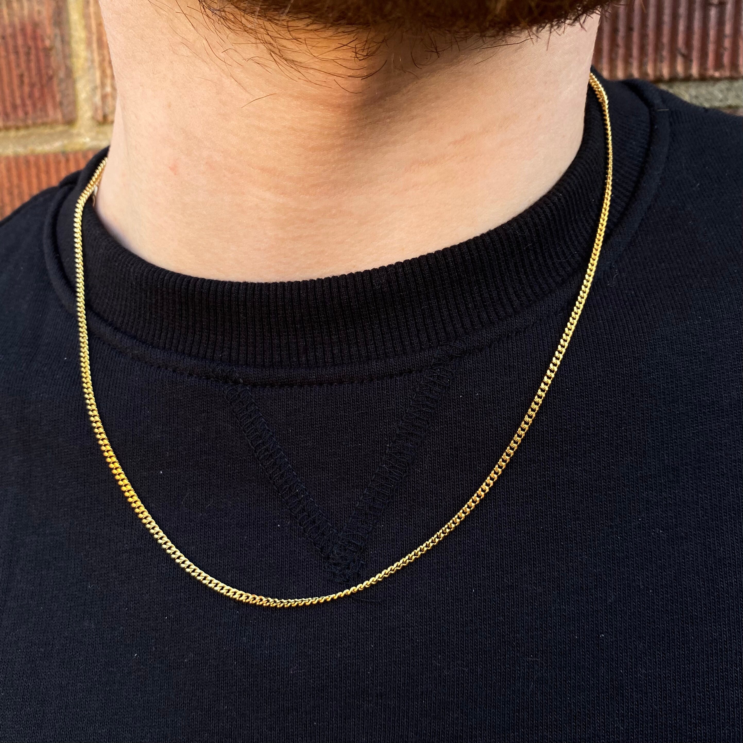 18K Gold Chain Men Mens Gold Cuban 