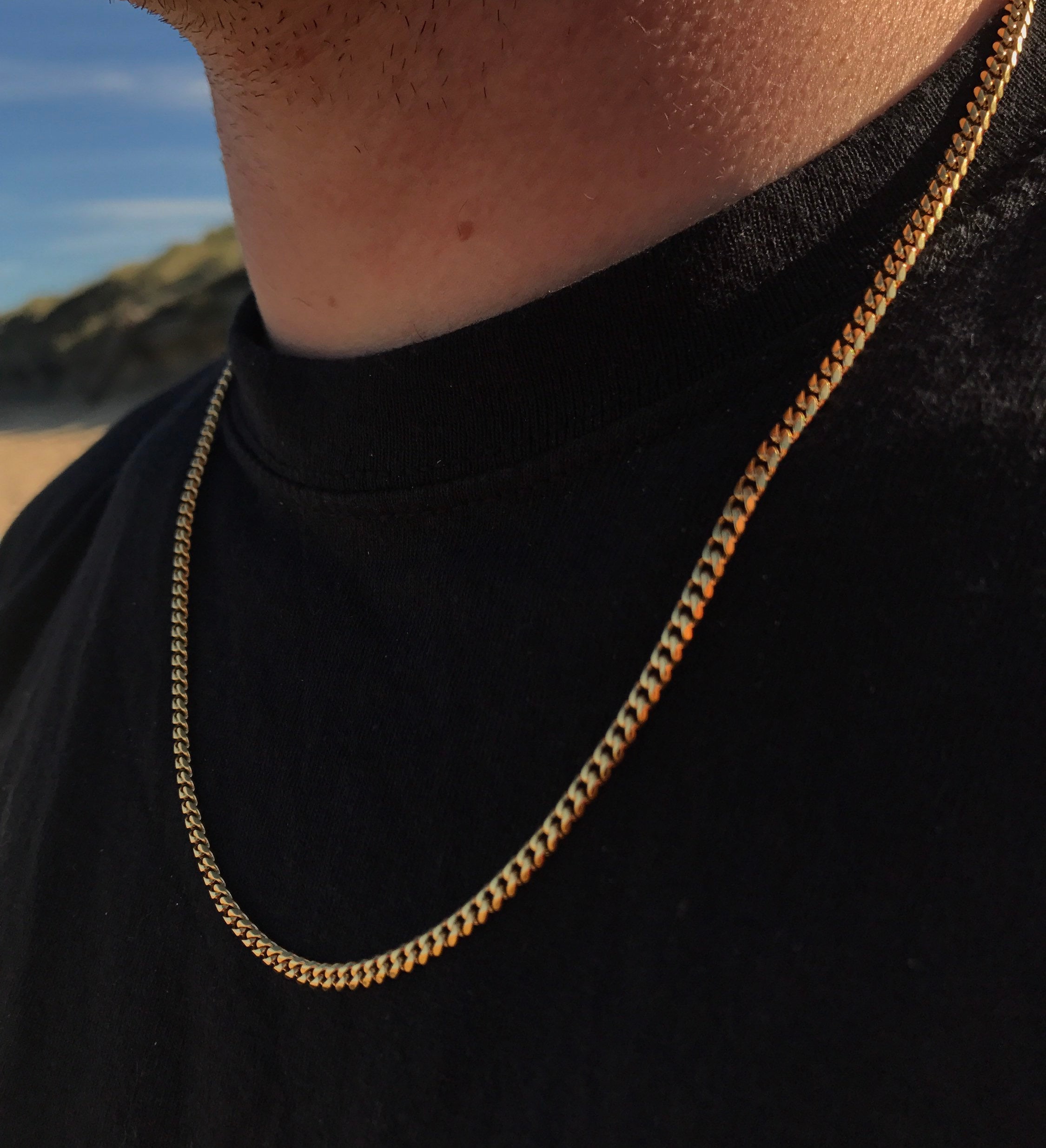 3mm Gold Necklace Mens Gold Cuban Chain Gold Chains Thin -  Israel