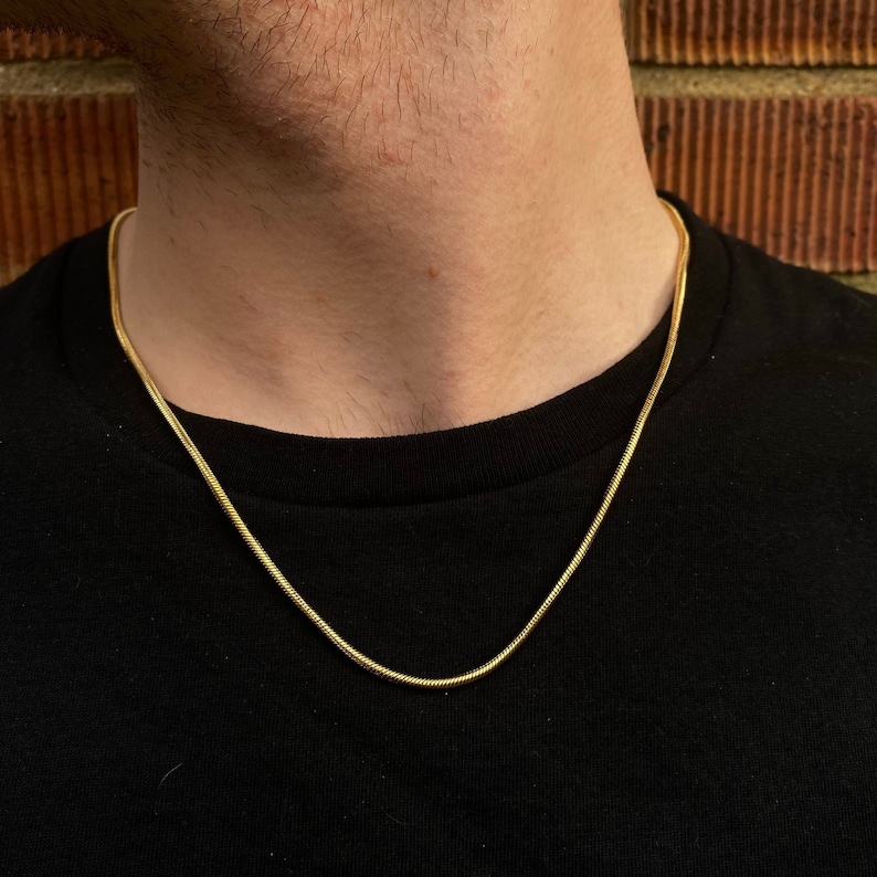 Mens 18K Gold Snake Chain Thin Gold Snake Chain Men Gold Etsy UK