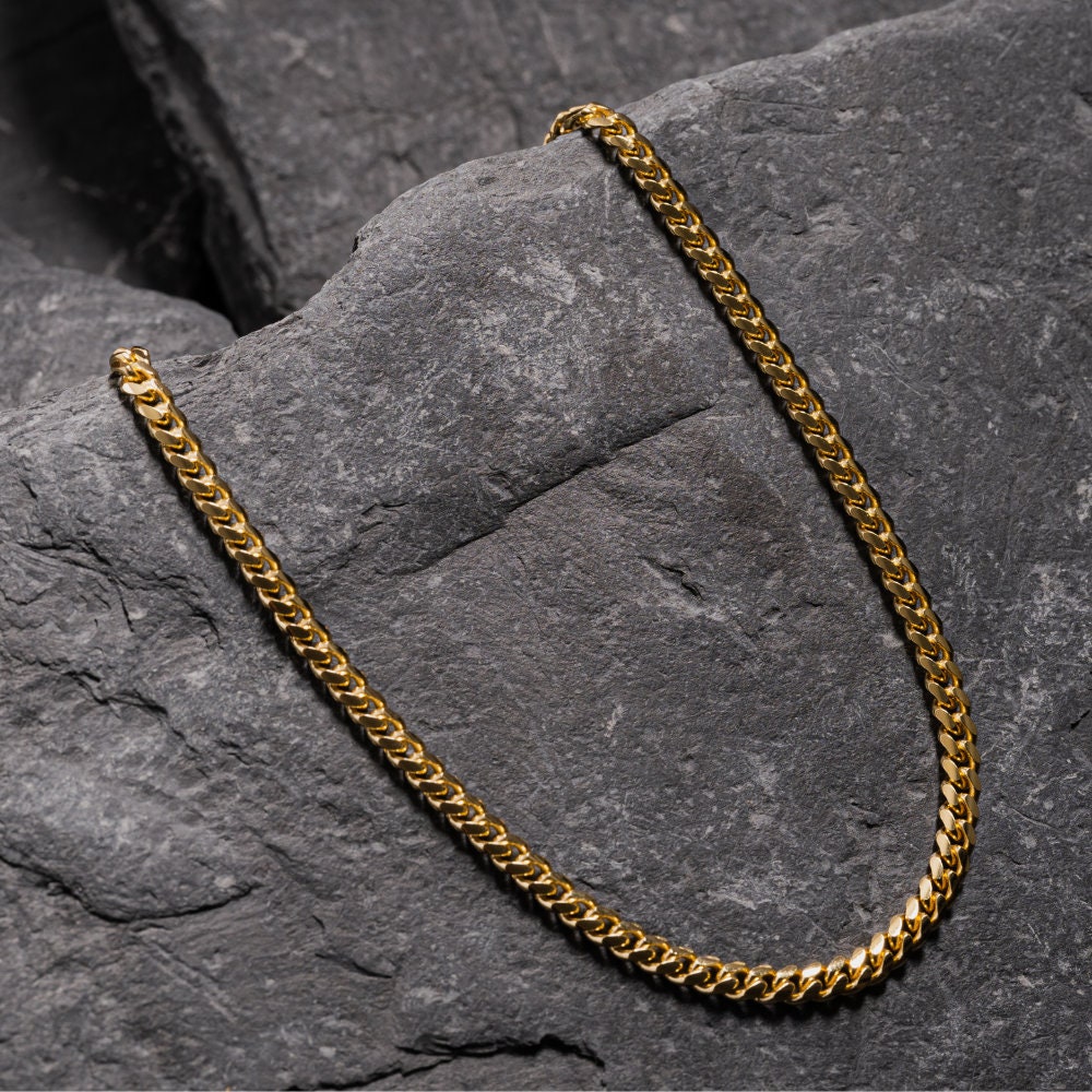 Collana A Catena Cubana Cava In Oro Giallo 10k Da 20" E 13,5 Mm - Italia - Foto 4