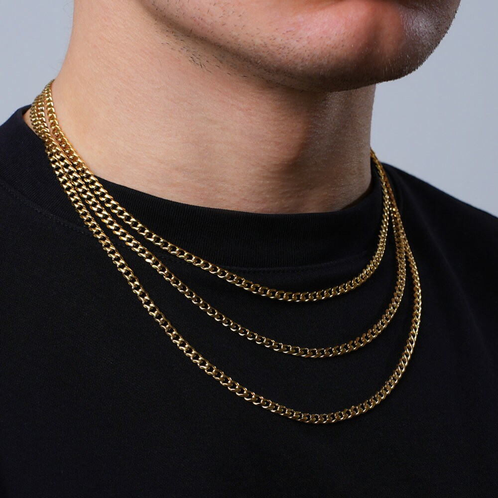 Silver Curb Chain Necklace 4mm Mens Chain Silver Link Chain