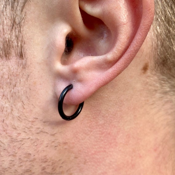 Thin black hotsell hoop earrings