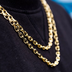 4mm 23K Gold Chain Necklace, Mens Gold Rolo Chain, Gold Chain Mens ...