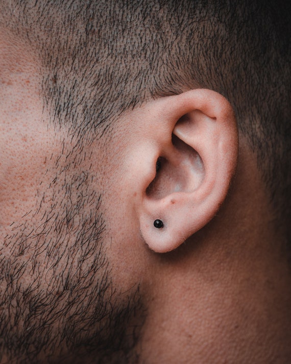 Mens Earrings Black Onyx Stud Earrings Black Stud Earrings Etsy