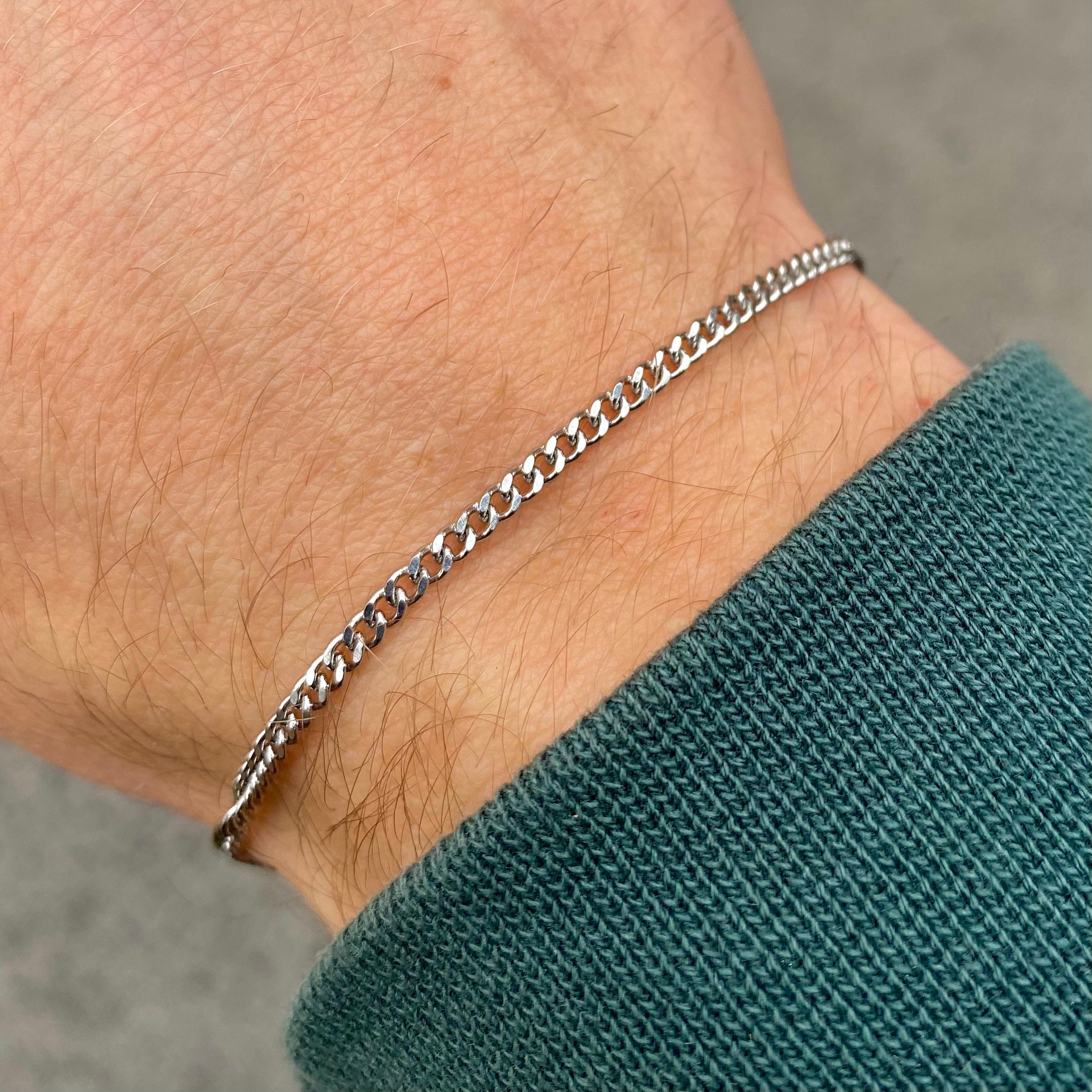 Men's Thin Silver Bracelet