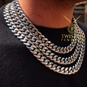Mens Silver Necklace Chain Thick Cuban Necklace Chain Choker - Etsy