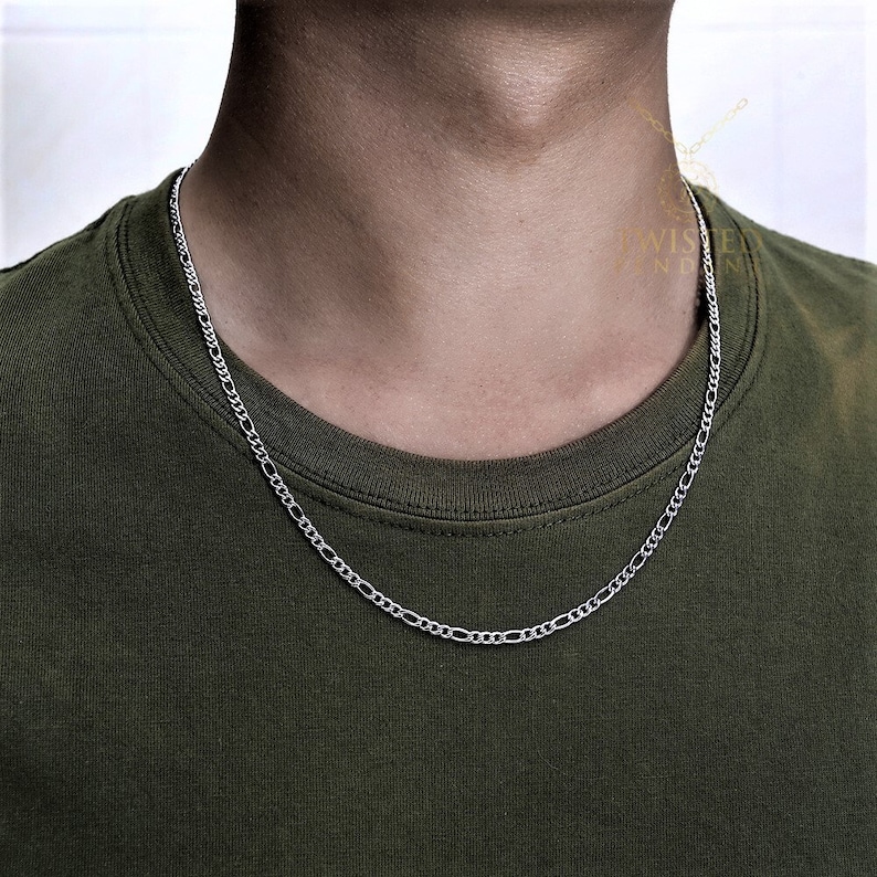 Silver Figaro Chain - Mens Silver Chains - By Twistedpendant