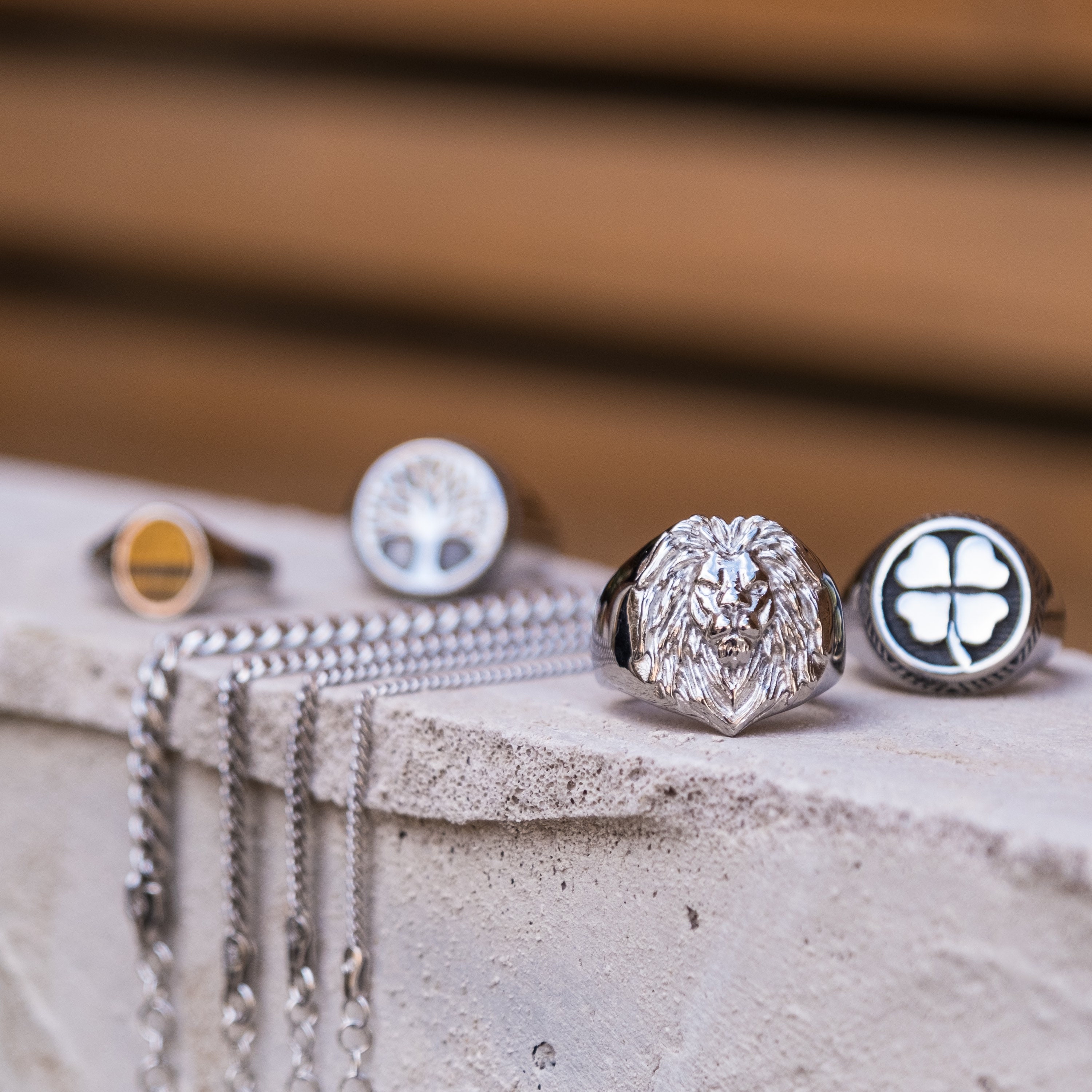 男性用ゴールドライオンリング - メンズリング - 18Kゴールド