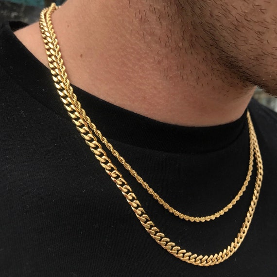 Buy 5mm Gold Cuban Chain Necklace 18K Gold Necklace Men Mens