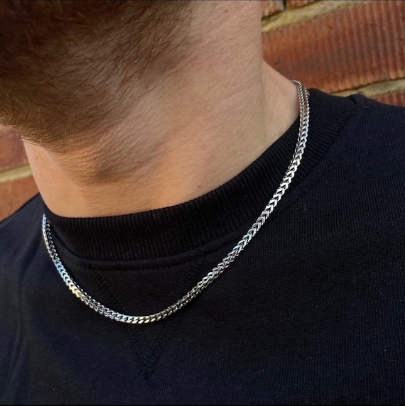 Men's Black Stainless Steel Franco Chain Necklace, Size: One Size
