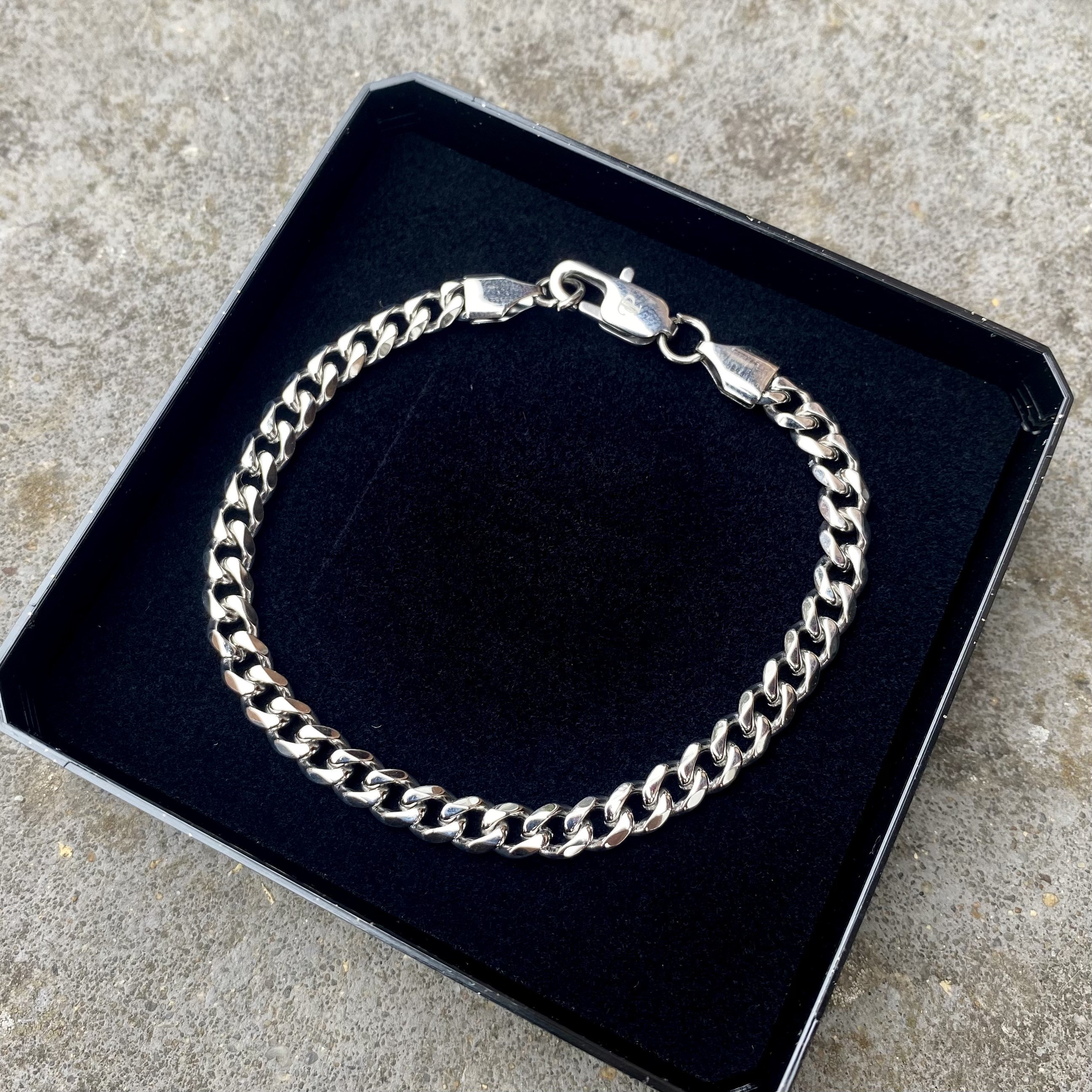 Silver Bracelet Chain 5mm Cuban Link Chain, Silver Bracelet Silver Bracelet Chain 5mm Cuban Link Chain, Silver Bracelet