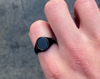 Mens Ring Black Onyx Signet Black Ring - Onyx Ring - Signet Ring Men - Mens Signet Ring - Rings for Men - Mens Black Ring - Mens Jewelry