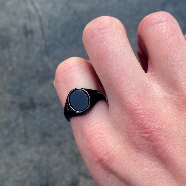 Mens Ring Black Onyx Signet Black Ring - Onyx Ring - Signet Ring Men - Mens Signet Ring - Rings for Men - Mens Black Ring - Mens Jewelry
