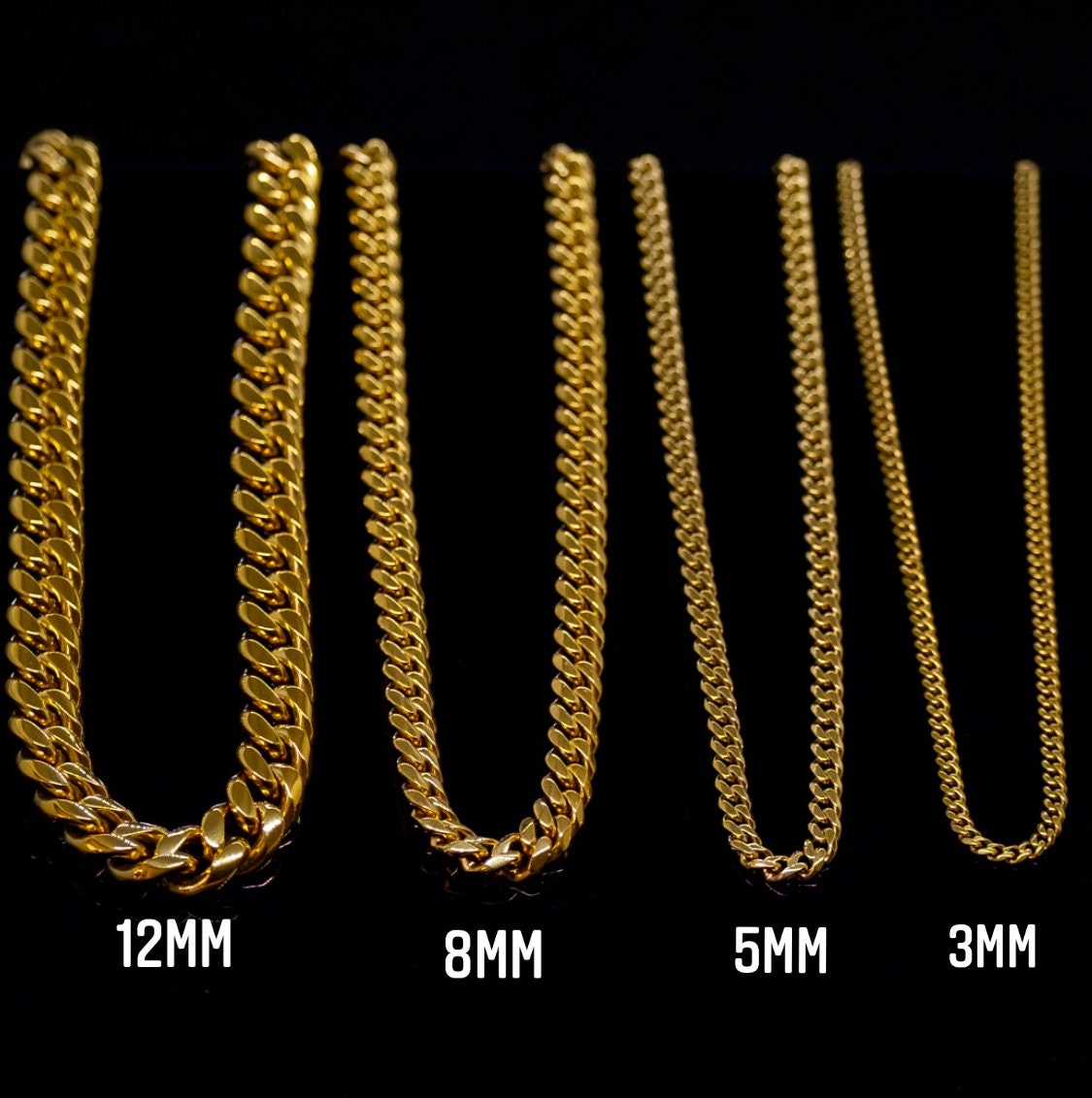 3mm Gold Cuban Chain Mens Gold Chain Necklace 18K Gold Chain Etsy UK