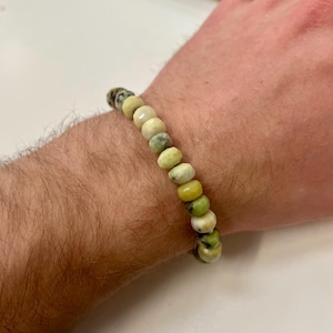 Mens Bracelet - Chrysoprase Jade Bead Bracelet - Birthstone Gemstone Bracelet For Men - 6mm Bead Chain Bracelet - Mens Jewelry Gifts UK