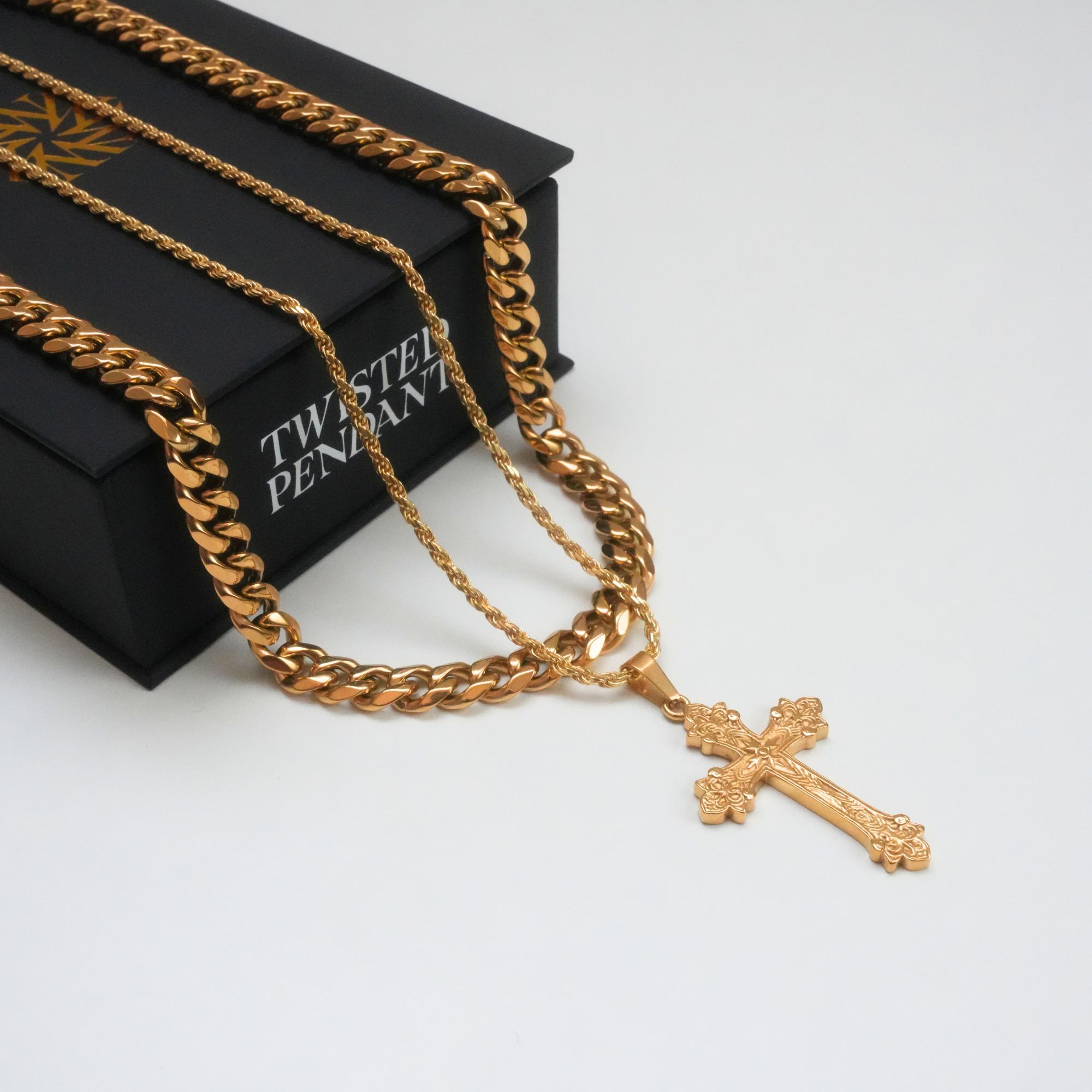 Dgmindia 14k Yellow Gold Diamond Cross Necklace 10K Solid Gold