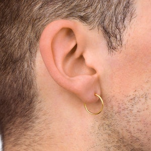 Mens Earrings - 18K Gold Hoop Earrings For Men - Mens Gold Hoop Earrings - Sterling Silver Hoop Earrings - Mens Jewelry By Twistedpendant
