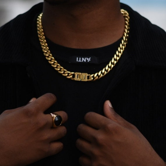 Cadena de oro para hombres de 14K 12 collar oro cubano Etsy