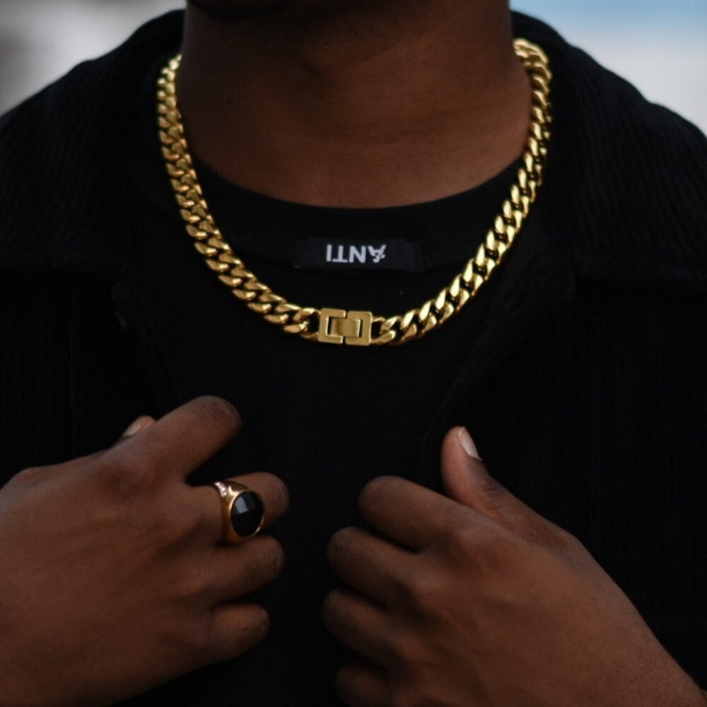14K 12mm Mens Gold Chain 18 Heavy Cuban 