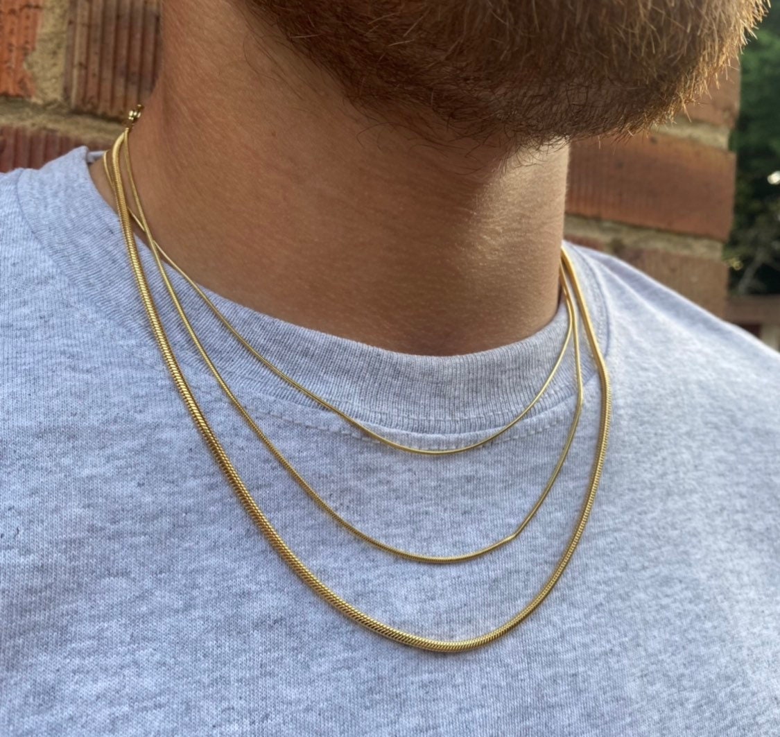 3.2mm 18K Gold Chain Necklace Mens Gold 