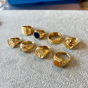 Mens 18K Gold Rings, Gold Plated Signet / Band Rings For Men