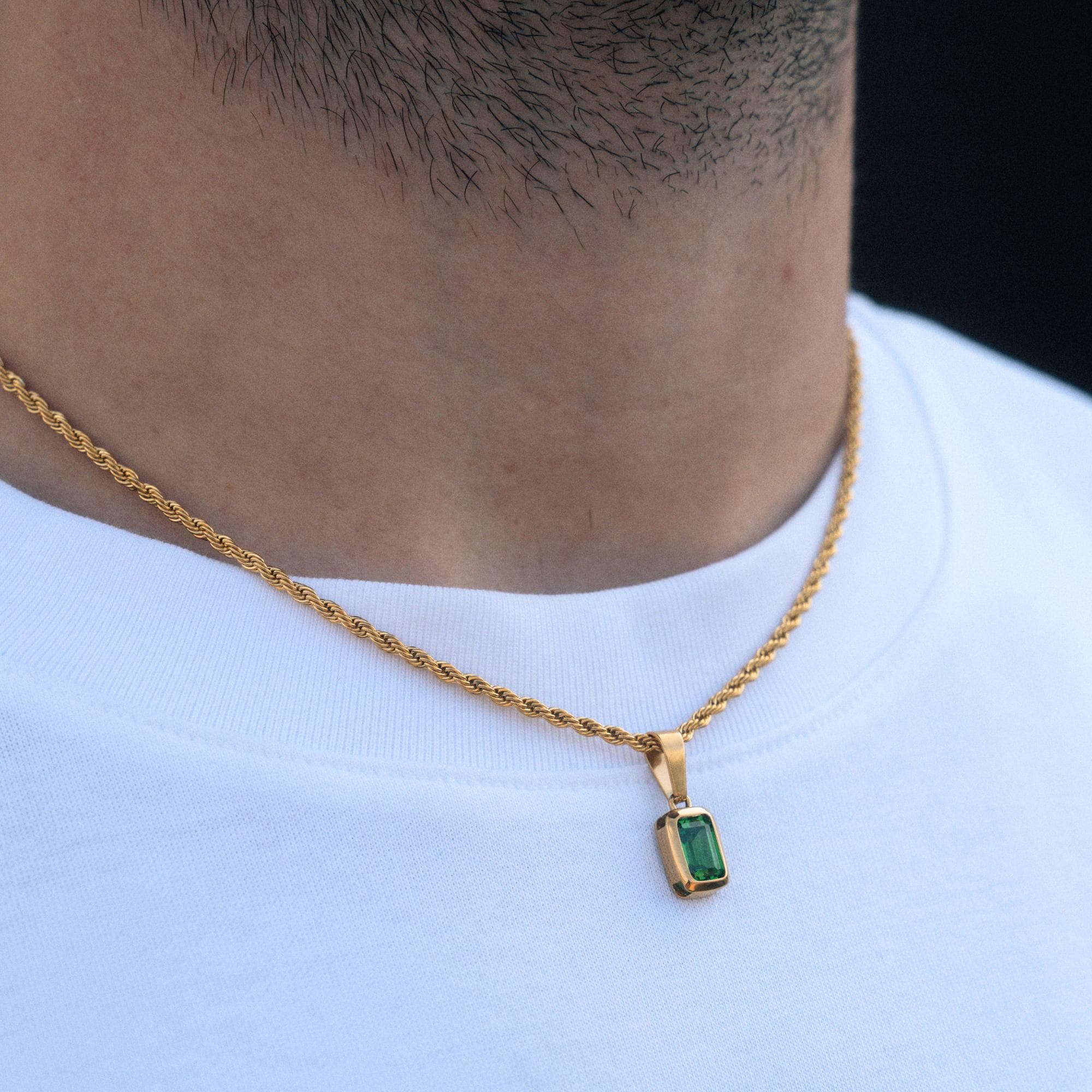 Gold necklace green stone - Etsy 日本
