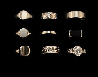 Men's Stainless Steel Signet & Band Rings - Durable, Hypoallergenic Jewelry - Silver Pinky Ring - Onyx Jewellery