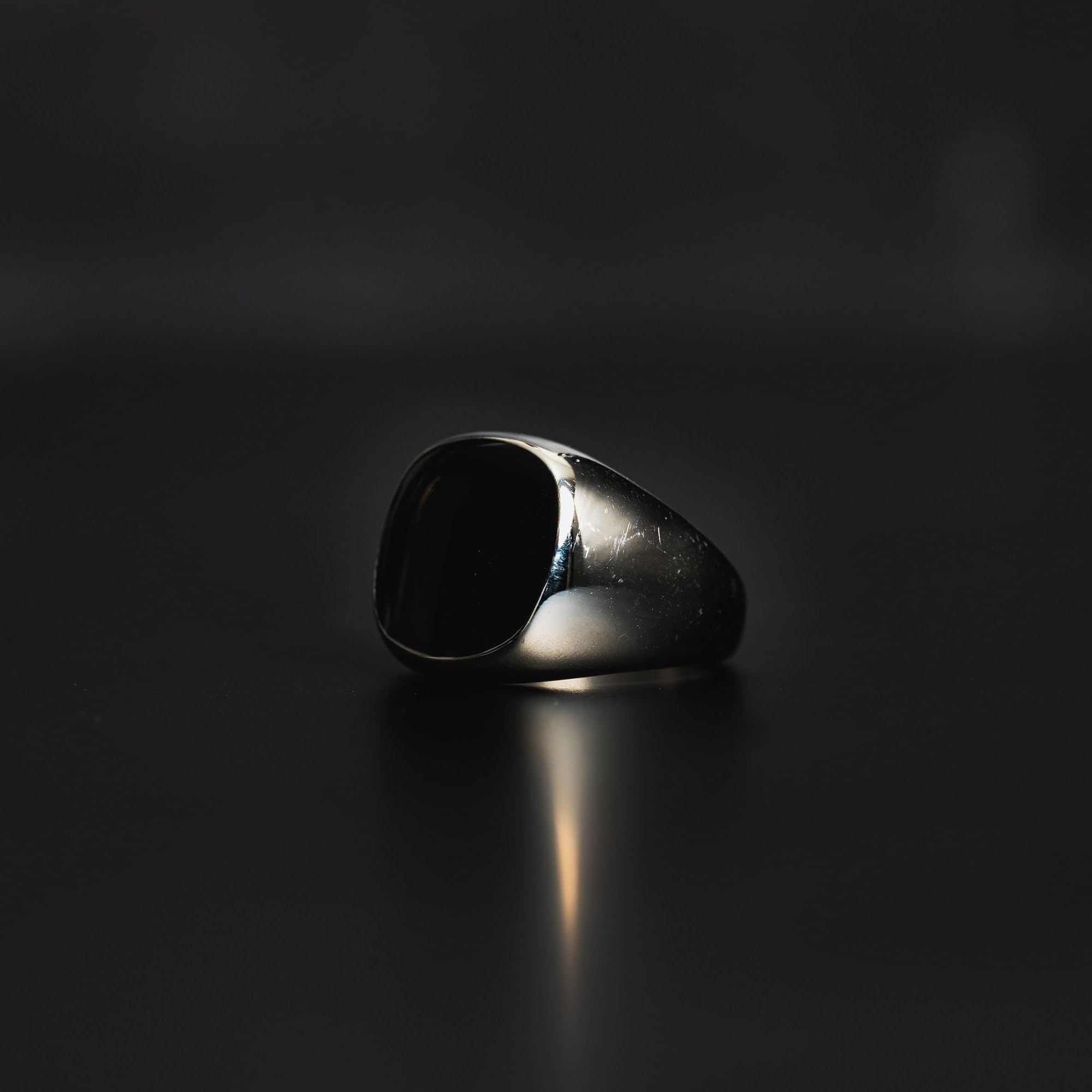 Silver Signet Ring - Vintage Styled Black Stone Signet Ring