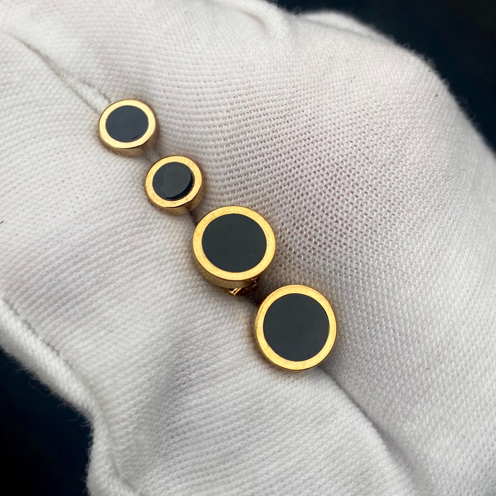 Gold button studs clearance