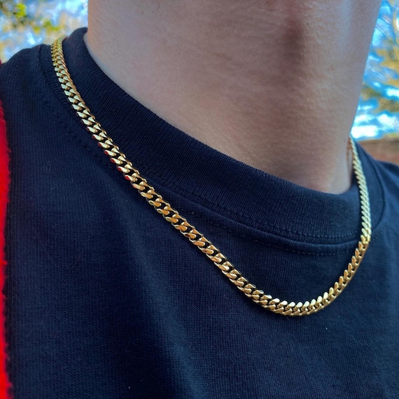 5mm 18K Gold Chain Necklace Mens Gold 
