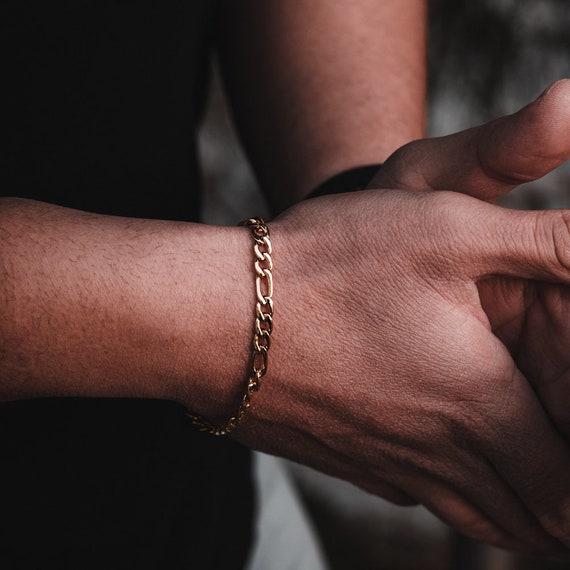 Chunky link bracelet gold vintage, basic accent heavy chain bracelet - Ruby  Lane