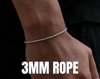 メンズブレスレット、メンズシルバーブレスレット、2-3mm