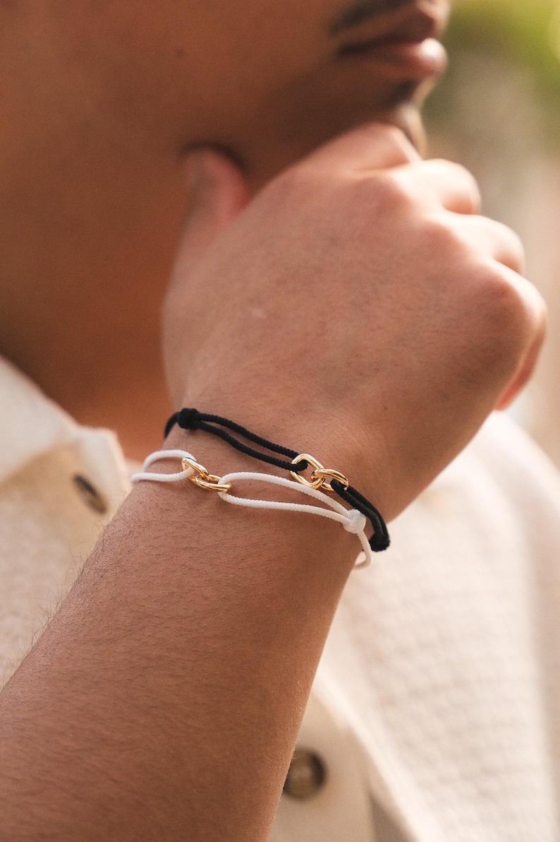 Mens Bracelet - Minimalist Gold Nylon Rope Bracelet For Men