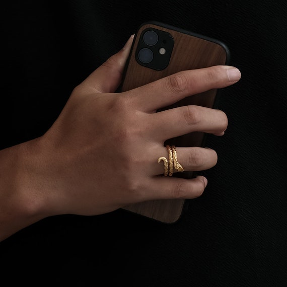 Mens Ring - Thin Gold Snake Ring Men - 18K Gold Mens Snake Signet Ring, Mens Gold Ring, Gold Rings For Men, Mens Jewelry - By Twistedpendant