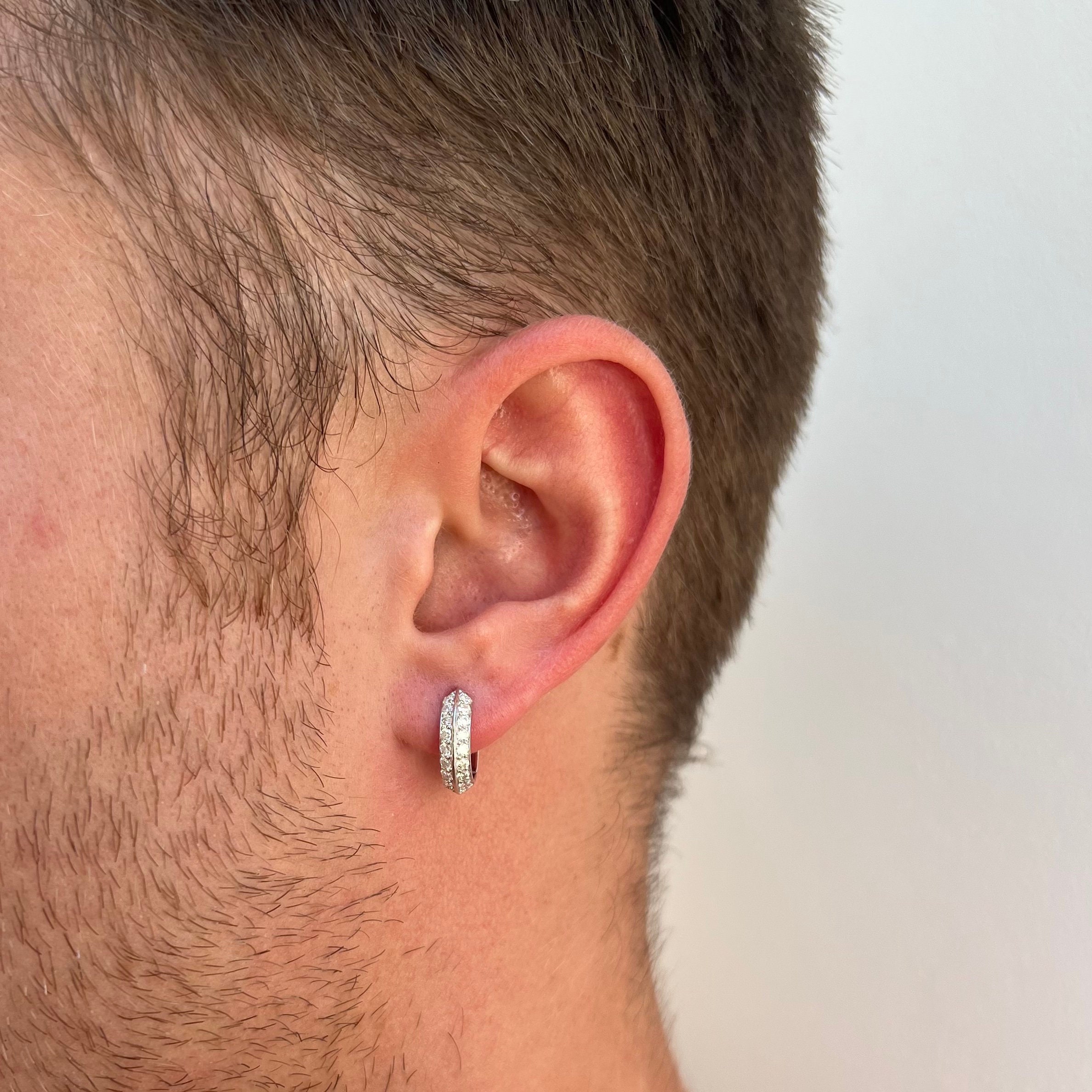 Round Cut Moissanite Screw Back Stud Earring, Solid 14K White Gold