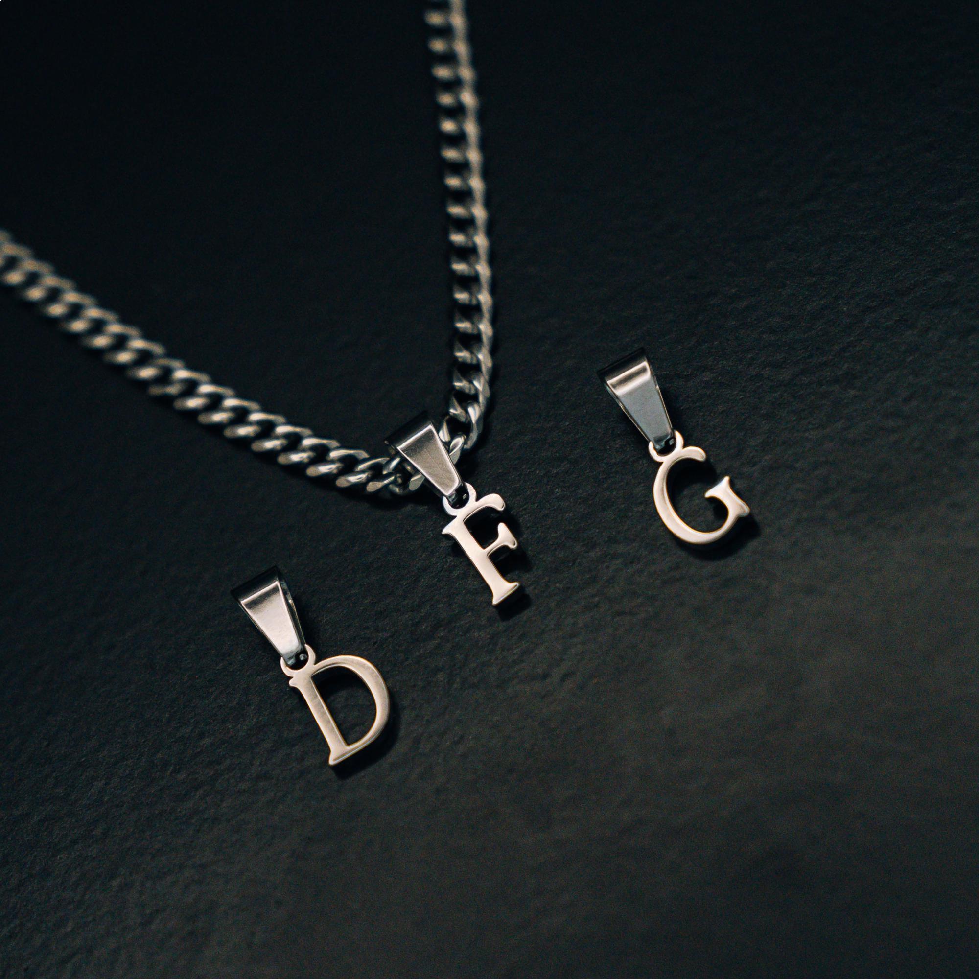 Collar Cubano Con Colgante De Letra Inicial - Acero Inoxidable 316, 50 Cm, Dorado O Plateado, Regalo Personalizado Para Hombres