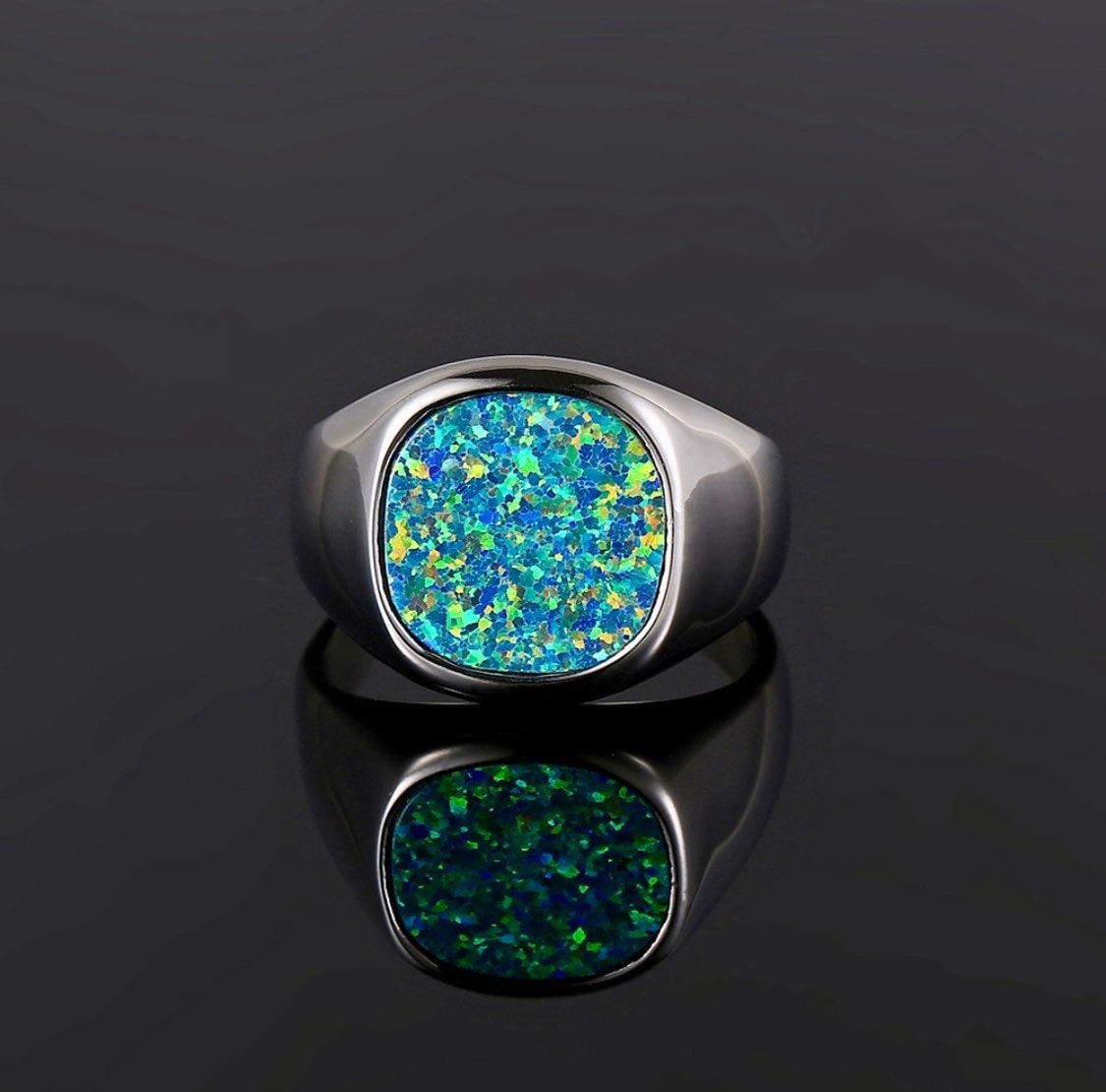 Buy Mens Ring Green Opal Silver Ring Signet Ring Mens 18K Gold Online in  India 