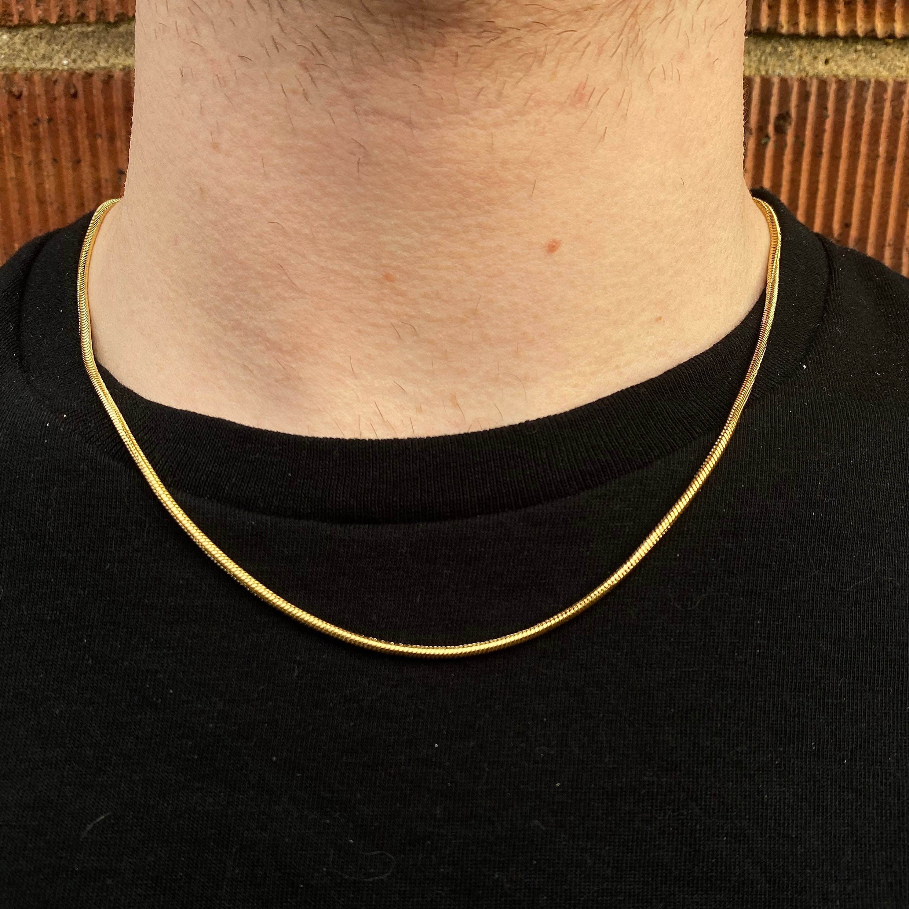 メンズ 18K ゴールド スネークチェーン - 細身ゴールド スネーク