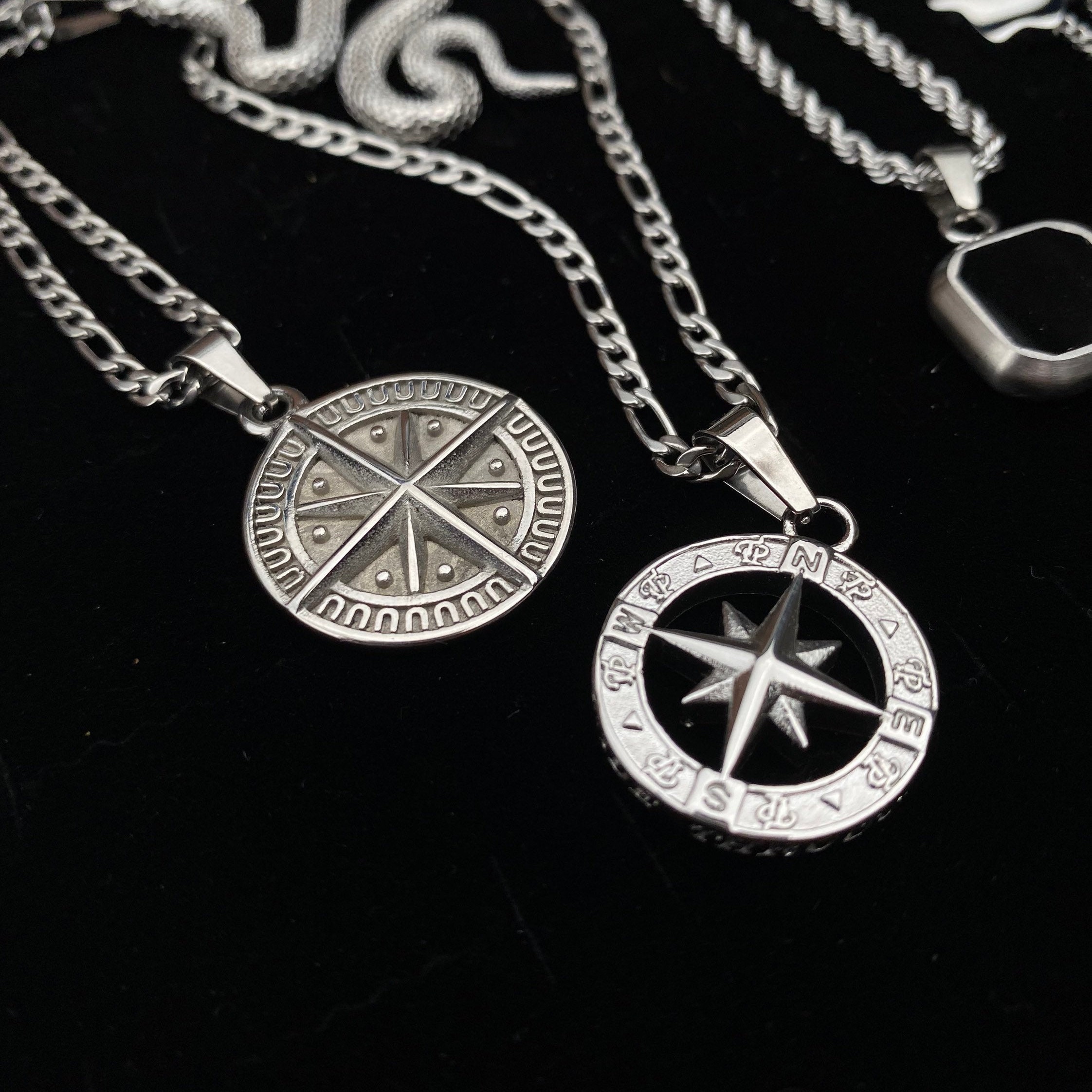 YAFEINI Collana con bussola in argento Sterling 925 con